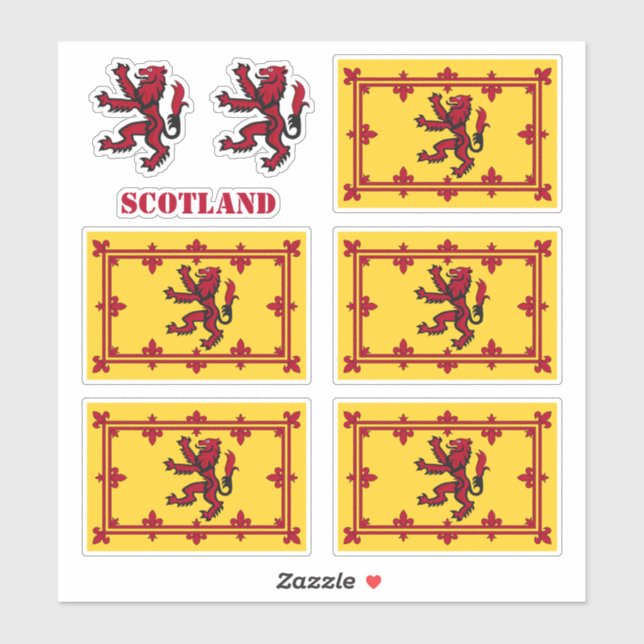 Autocollants écossais, Drapeau rampant et écossais (Feuille)