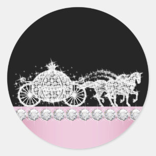 Autocollants Élégante Calèche Diamant Rose Princes