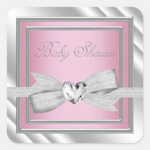 Autocollants élégants argent rose pour Baby Shower