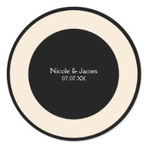 Autocollants élégants ronds de mariage chic noir e