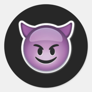 autocollants émoticônes diable violet heureux