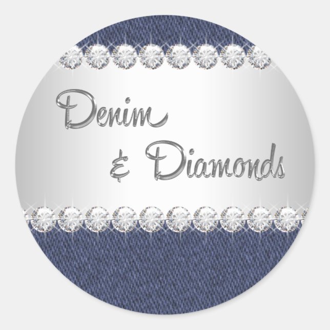 Autocollants en Denim Élégant et Diamants (Devant)