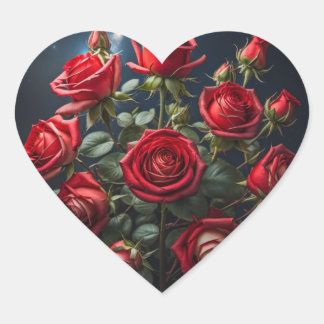 Autocollants en forme de cœur avec des roses