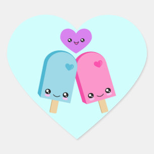 Autocollants en forme de cœur Kawaii Sucette