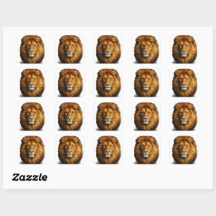 Autocollants et étiquettes de visage de lion   Aut