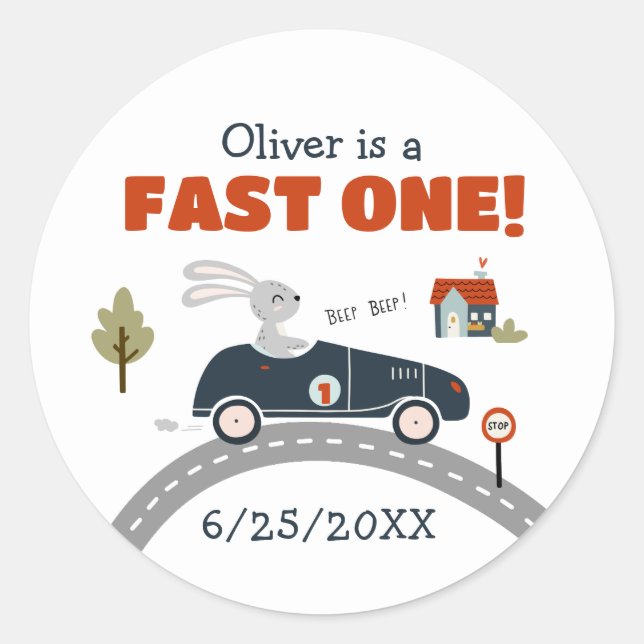 Autocollants Fast One Cars 1er Anniversaire (Devant)