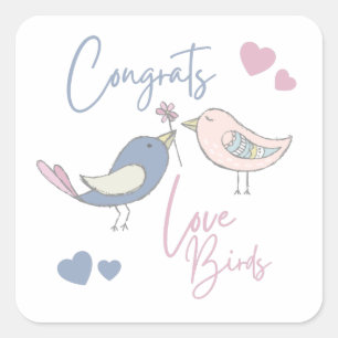 Autocollants Félicitations Oiseaux Amoureux