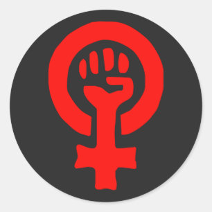 Autocollants féministes brillants rouges faits su