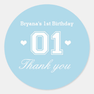 Autocollants Fête Prénatale 1er Anniversaire Bleu 