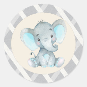 Autocollants Fête Prénatale Elephant Boy Blue