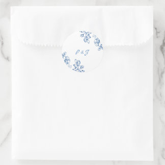 Autocollants Floraux Bleus et Blancs