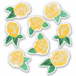 Autocollants Floraux de Roses Jaunes