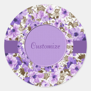Autocollants floraux violets et blancs personnalis