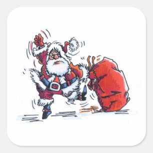 Autocollants grand carré Père Noël en colère