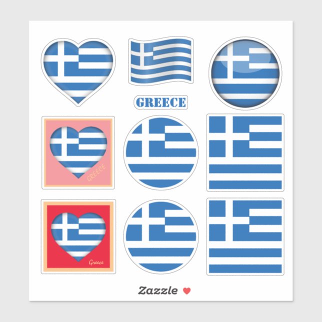 Autocollants Grèce & Drapeau grec, Cœur /sports (Feuille)