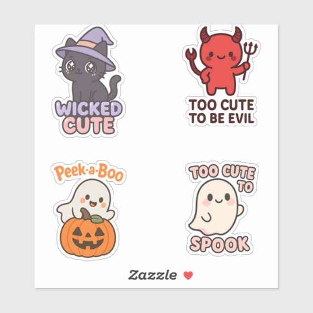 Autocollants Halloween Mignons et Méchants (Feuille)