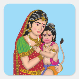 Autocollants Hanuman & Anjana Mata