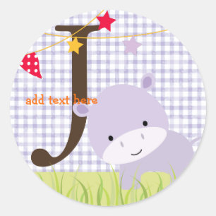 Autocollants Hippo violet/ajouter monogramme/do-it