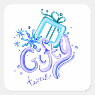 Autocollants hivernaux Gifty Time avec cadeau et f