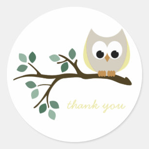 Autocollants jaunes de Merci de hibou