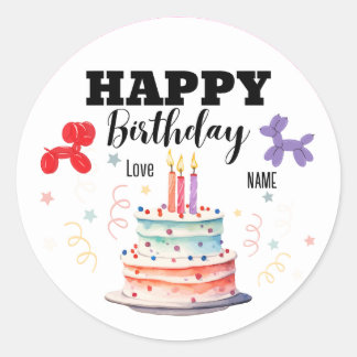 Autocollants Joyeux Anniversaire, Forme Ronde