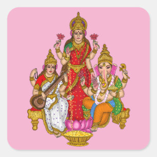 Autocollants Lakshmi Saraswati Ganesha