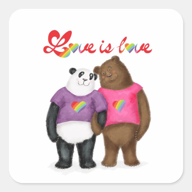 Autocollants 'l'amour est l'amour' avec un panda m (Devant)