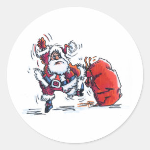 Autocollants larges ronds de Père Noël en colère