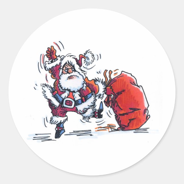 Autocollants larges ronds de Père Noël en colère (Devant)