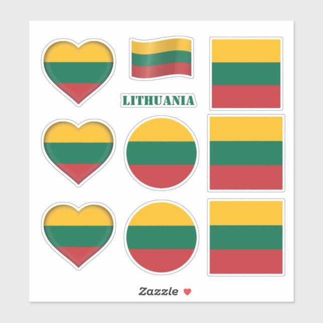 Autocollants Lituanie & Drapeau Lituanie, Coeur/sp (Feuille)