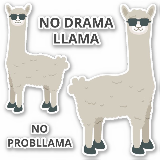 Autocollants Llama Cool texte personnalisé (Devant)