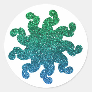 Autocollants Mandala Pailletés Vert & Bleu