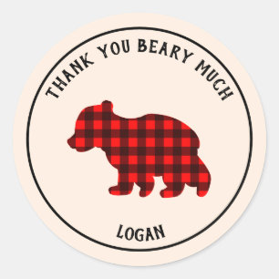 Autocollants Merci Beary Much à carreaux rouges bu