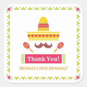 Autocollants Merci Chapeau Moustache Maracas