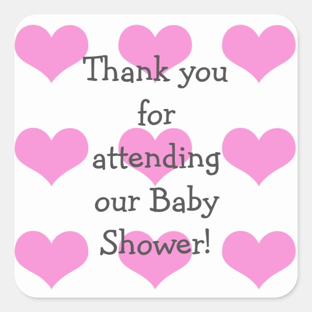 Autocollants Merci pour Baby Shower Fille Rose Béb (Devant)
