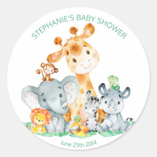 Autocollants mignons de baby shower de jungle de
