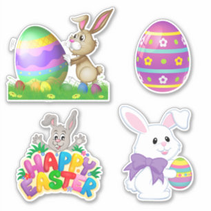 Autocollants mignons de lapin de Pâques de bande