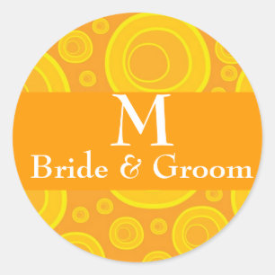 Autocollants Moderne Retro Mariage Monogram Design