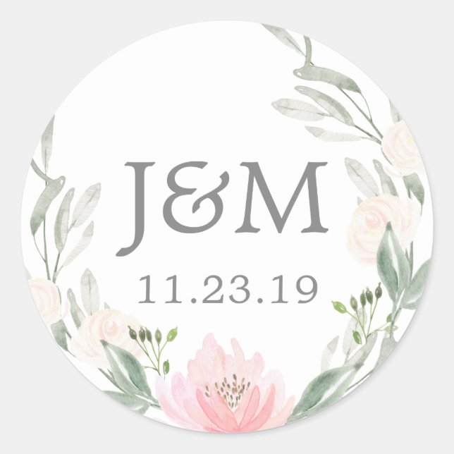 Autocollants Monogramme Favor Pastel Blush (Devant)