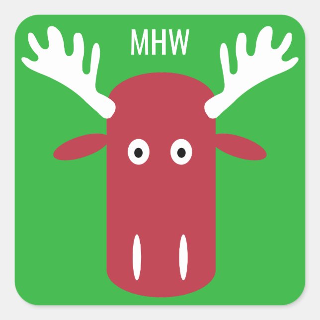 Autocollants monogrammes personnalisés Moose Head  (Devant)
