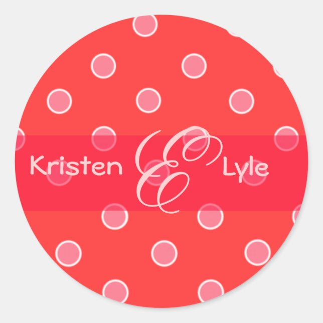 Autocollants monogrammes pois rose (Devant)