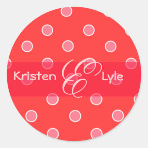 Autocollants monogrammes pois rose