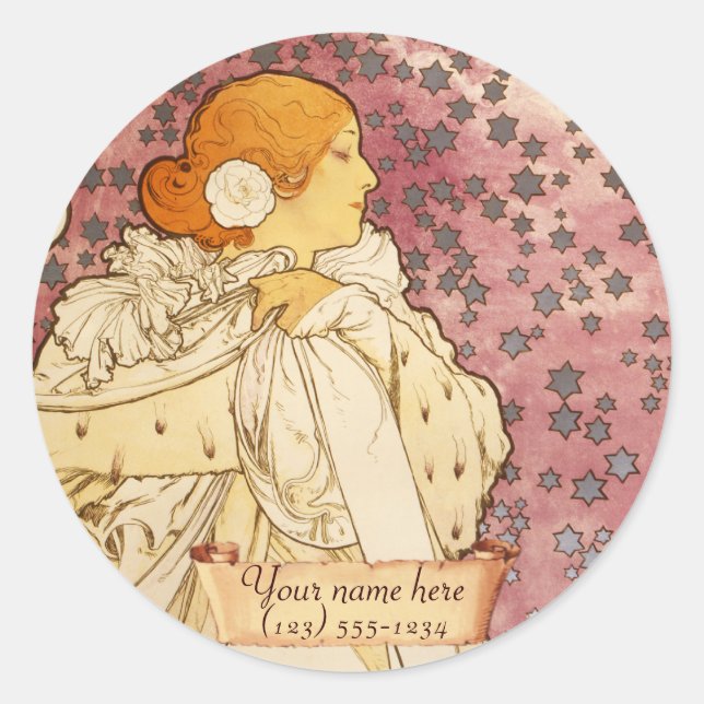 Autocollants Mucha Art Nouveau (Devant)