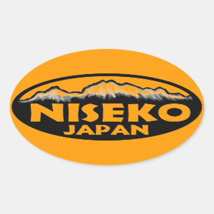 Autocollants Niseko Japon orange ovale
