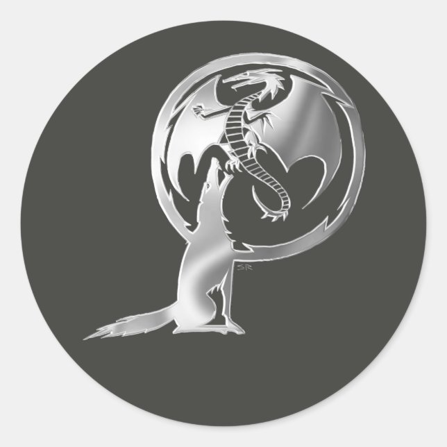 Autocollants noir Wolf & Dragon argent (Devant)