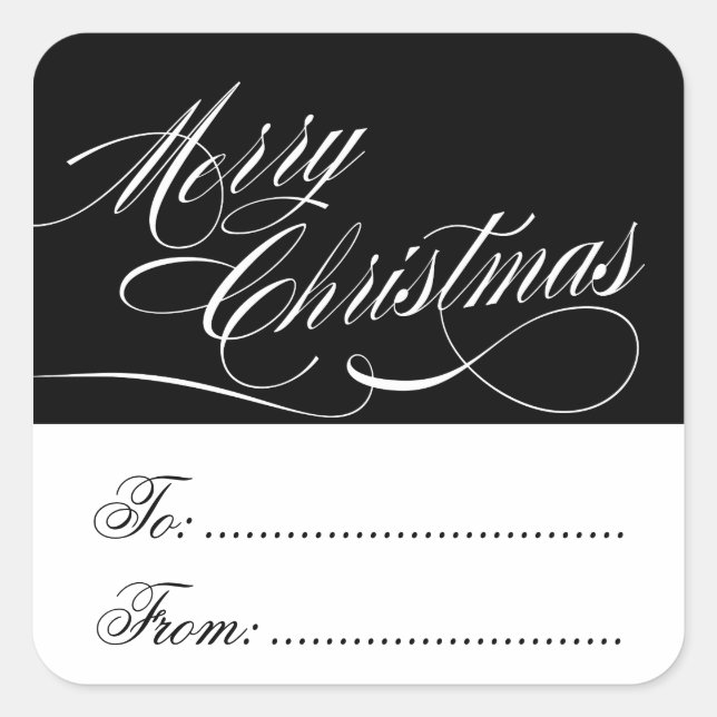 AUTOCOLLANTS NOIRS D'ÉTIQUETTE DE CADEAU DE NOËL (Devant)