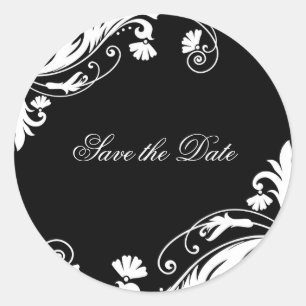 Autocollants noirs et blancs chics de mariage