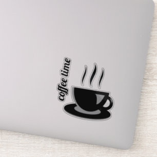 Autocollants noirs et gris de tasse de café et de