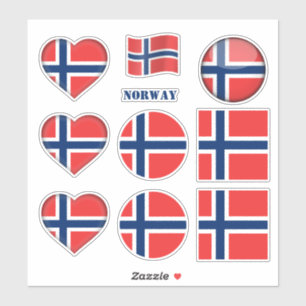 Autocollants norvégiens et drapeau norvégien, co