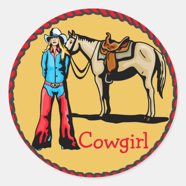 Autocollants Occidentaux Rodéo Cowgirl avec Cheval (Devant)